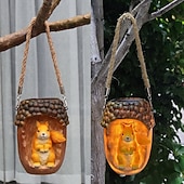 cheap Pathway Lights &amp; Lanterns-Outdoor Solar Waterproof Resin Animal Tree Stump Hanging Lanterns – Owl, Fox, Squirrel, Tree Hole, Santa Claus Decorative LED Lights for Garden, Yard, Lawn, Pathway, Patio – Ambient Landscape Lighting