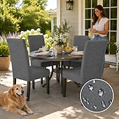 abordables Housse de chaise-Housse de chaise imperméable en jacquard épais et extensible, enveloppante, une pièce, pour 2, 4 ou 6 chaises de salle à manger.