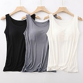  Πολλαπλές συσκευασίες 3 τεμ Γυναικεία Στρογγυλή Λαιμόκοψη Αμάνικο Μαύρο + λευκό + γκρι Αμάνικη Μπλούζα Σκέτο Causal Πολυεστέρας Καλοκαίρι