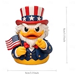 abordables 250e Anniversaire des États-Unis-Figurine d'oncle canard patriotique, statuette amusante d'oncle canard avec drapeau américain &amp;Chapeau haut-de-forme, décorations du 4 juillet, décoration intérieure américaine originale, décoration