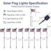 billiga Pathway Lights &amp; Lanterns-8 anslutna i 1 solcellsdrivna amerikanska flagggångslampor röda, vita och blå trädgårdsljus för 250-årsfirandet av självständighetsdagen patriotiska vattentäta LED-trädgårdsdekorationer för utomhusbruk, 4 juli och minnesdagen.