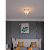 ieftine Lumină de tavan din cristal-Candelabru de tavan, mini candelabru, corp de iluminat de tavan cu cristal argintiu e12 cu 2 becuri pentru living, dormitor, sufragerie, bucătărie, birou, hol 110-240v