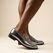 abordables Mocassins-Mocassins gris et noirs à bout pointu pour homme, chaussures habillées élégantes et confortables, style tendance pour hommes, événements professionnels, mariages, fêtes et soirées.