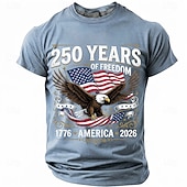  4 juli 2026 250:e Herr Rolig T-shirt Kortärmad T-shirt 3D-tryck Rund hals Skjorta Mode Designer Enkel Ledigt Dagligen Fest Svart Rubinrött Sommar Vår Kläder S M L XL XXL XXXL
