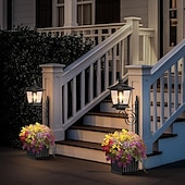 olcso Pathway Lights &amp; Lanterns-kültéri 2 az 1-ben napelemes virágcserép padlóra &amp;fali lámpa, vízálló dekoratív LED lámpa kertbe, teraszra, verandára – tájvilágítás udvarra és belső udvarra