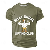  T-shirt humoristique pour homme avec un dessin d'oie musclée faisant des flexions de biceps, idéal pour la salle de sport, le fitness et la musculation. Coupe classique, cadeau idéal pour les