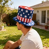 abordables 250º Aniversario-Sombrero de copa con la bandera estadounidense para hombres, mujeres y niños, sombrero patriótico del tío Sam, accesorio de disfraz para el 4 de julio, Día de la Independencia de EE. UU., para