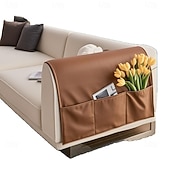 رخيصةأون غطاء أريكة-غطاء مسند ذراع أريكة مقاوم للماء مع جيوب تخزين، واقي أريكة مانع للانزلاق لغرفة المعيشة، غطاء جانبي عصري لحماية مساند أذرع الأثاث، مناسب للحيوانات الأليفة، سهل التنظيف