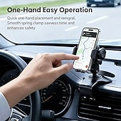 abordables Servicio de Vehículo-Soporte universal de 360° para teléfono móvil en el salpicadero de tu coche, con clip de resorte, brazo ajustable con abrazadera para teléfono móvil, soporte para smartphones de 4 a 7 pulgadas, sin