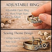 billiga Event &amp; Party Supplies-2 st vintage symaskinsmanschettarmband &amp;ringset, armband med måttband i antik brons, unika smycken som present till hantverkare, skräddare, quiltare