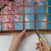 cheap Wall Stickers-2d Flat Window Landscape Pattern Arched Wall Sticker, Pvc Self-Adhesive Removable, Suitable For Living Room, Bedroom And Other Home Decoration