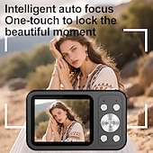 baratos Câmaras de Ação-Câmera digital 4K para fotografia, 64MP, com foco automático, ideal para vlogs no YouTube, zoom de 16x, compacta, perfeita para estudantes, iniciantes e adolescentes. Câmera portátil do tipo "apontar