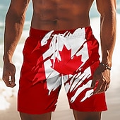 economico Stampa di Bandiera-Per uomo Canada Calcio Bandiera / Bandiera nazionale Costumi da bagno Costumi da bagno Pantaloncini da bagno Pantaloncini da Surf Misura del girovita medio Patriotico Ferie Tasche Laterali fodera in