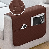 abordables Housse de canapé-Ensemble de 1 housse d'accoudoir imperméable gris foncé pour canapé, avec 2 grandes poches latérales pour télécommande TV, antidérapante, résistante et lavable, idéale pour le salon.