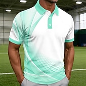 economico Polo geometrica da uomo-Per uomo Geometrico Linea Polo Sportivi Manica Corta Magliette polo Camicie con Colletto Casual Athleisure Abbigliamento quotidiano Stampa 3D Bottoni Primavera &amp; Estate Blu Rosa Viola