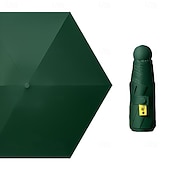 billige Paraplyer-Sammenleggbar kapselparaply med seks ribber, svart, UV-bestandig, ultralett, egnet for både regn og solskinn, UPF50-tilbud, for daglig pendling, shopping, korte turer, reise, piknik