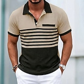 voordelige Klassieke polo voor heren-Voor heren Golfshirt Wafelgebreid poloshirt Casual liiketoiminta Klassiek Korte mouw Modieus Modern Effen Kleur Gestreept Knop Zomer Lente Normale pasvorm Wit Koningsblauw Groen Khaki Grijs Golfshirt