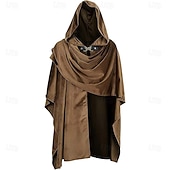 voordelige Accessori e altro-Medieval Renaissance Cape Hooded Viking Ranger Solid Color Fancy Dress Unisex Viking Halloween Carnival Party Performance LARP Adults' Cloak