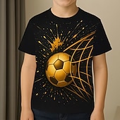 abordables Deportes y Juegos 3D para Niños-Chico 3D Graphic Fútbol Americano Camisetas de fútbol Camiseta Manga Corta Impresión 3D Verano Primavera Deportes Moda Ropa de calle Niños 5-12 años Cuello Barco Casual Diario Exterior Ajuste regular