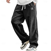 economico pantaloni casual-Per uomo Pantaloni Pantaloni in velluto a coste Pantaloni invernali Pantaloni Larghi Coulisse Elastico in vita Tinta unica Comodità Lunghezza intera Quotidiano All'aperto Abbigliamento casual alla