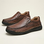 economico Scarpe Casual Slip-On-Mocassini casual da uomo marroni, cuciti a mano, comodi da indossare tutti i giorni, per viaggiare, guidare, per l'ufficio, per il fine settimana e per uno stile casual elegante e rilassato.