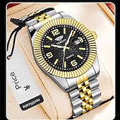 abordables Montres à quartz-Montre homme de luxe, cadran noir nid d'abeille, mouvement quartz bicolore or et argent en acier inoxydable, lunette cannelée, montre habillée avec date, bijou élégant à offrir.