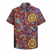  Retrò Vintage Hippie Anni '70 Camicia Maniche corte Hippie Paisley Etnico Costume Per uomo Festival Musicale Feste Abbigliamento quotidiano Adulti Camicia Primavera & Estate