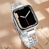 abordables Bracelets Apple Watch-Bracelet Bijou Compatible avec Bracelet Apple Watch 38mm 40mm 41mm 42mm 44mm 45mm 46mm 49mm Paillettes Chaîne double Luxe Alliage Bracelet de remplacement pour iwatch Ultra 3 2 Series 11 10 9 8 7 SE