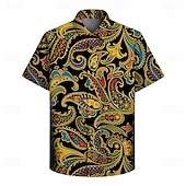  Retrò Vintage Hippie Anni '70 Camicia Maniche corte Hippie Paisley Etnico Costume Per uomo Festival Musicale Feste Abbigliamento quotidiano Adulti Camicia Primavera & Estate