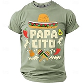  Men's Papacito Mexican Sombrero Cinco De Mayo Fiesta Funny Father's Day T Shirt Graphic Casual Short Sleeve Olive Green Chili Pepper Avocado Maracas Gift Designer Clothing Apparel S M L XL XXL XXXL