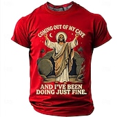  Camisa T-Shirt Cristiana Graciosa Hombre Biblia Salí de mi cueva y he estado muy bien Resurrección de Jesús Meme Humor Camiseta Gráfica Casual de Manga Corta Regalo para la Iglesia Ropa de Diseñador