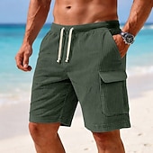 billige Hverdagsshorts-Herre Cargoshorts Shorts Casual shorts Corduroy shorts Lomme Elastisk midje عادي Med Tekstur Komfort Pustende Over Knæet Avslappet utendørs Strand Ferie Mote Blå Svart Mikroelastisk