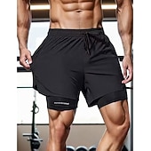 cheap Casual Shorts-Men's Shorts Casual Shorts Athletic Short Pocket Elastic Waist 2 in 1 Plain Solid Quick Dry Breathable Short Daily Outdoor Gym Sports Sport Blue Black Micro-elastic