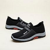 cheap Casual Sneakers-Men's Black Slip-On Sport Sneakers Breathable Mesh Lightweight Comfort Walking Shoes for Adult Men, Daily Commuting, Outdoor Walking, Travel and Casual Weekend Use