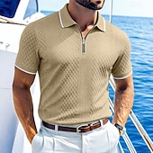 halpa Miesten Klassinen Polo-Miesten Polo Poolopaidat Kausaliteetti Katu Kauluskäänne Lyhythihainen Perus Moderni Geometrinen Tavallinen Kevyt Napit Kesä Kevät Loose Fit Musta Valkoinen Viini Laivaston sininen Tumman vihreä Khaki