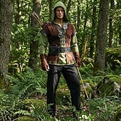 economico Outfit-Medievale Rinascimento Pantaloni Gilet Camicia Lunghe Elfo Ranger Costume Per uomo Fantasia Halloween Carnevale Mascherata Fiera Rinascimentale LARP Festa a tema retrò Adulti Gilet Camicia Pantaloni