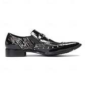 Χαμηλού Κόστους Δερμάτινα Loafers Premium-Ανδρικά μαύρα μοκασίνια από λουστρίνι με κεντημένη μύτη και μεταλλικό στέλεχος, για γάμους, δεξιώσεις, πάρτι, χορούς, νυχτερινά κέντρα και βραδινές εξόδους ανδρών.