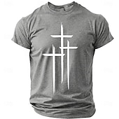  Crosses Faith Bible Christian Three Crosses Men's Minimalist Religious Graphic T Shirt Crew Neck Short Sleeve Inspirational Gift for Him Church Worship Wear Designer Clothing Apparel
