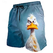  Bărbați Amuzant Rață animale de desene animate Boxeri înot Costume de baie Pantaloni scurți de baie Pantaloni Scurti Talie medie Hawaiană Vacanta la plaja Buzunare laterale Căptușeală din plasă Talie