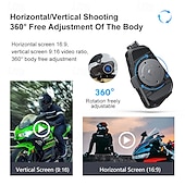 olcso Motorkerékpár- és terepjáró-kiegészítők-q28 motoros sisakkamera, 1080p HD vezeték nélküli akciókamera 50 órás akkumulátor-üzemidővel, 120°-os széles látószögű, 360°-ban forgatható, IP66 vízálló sisakra szerelhető videokamera motorozáshoz és