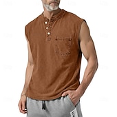 economico Canotte da palestra-SoftFade™ Canotta da Uomo Top Canotta Camicia Denim Camicia Acid Wash Maniche Senza Maniche Con Cappuccio Zip Henley Estate Primavera Piana Base Cappuccio Casual Vacanza Strada Viola Top T-Shirt per