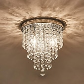 ieftine Lumină de tavan din cristal-Candelabru de tavan, mini candelabru, corp de iluminat de tavan cu cristal argintiu e12 cu 2 becuri pentru living, dormitor, sufragerie, bucătărie, birou, hol 110-240v