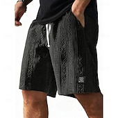 cheap Casual Shorts-Men's Shorts Summer Shorts Beach Shorts Casual Shorts Jacquard Pocket Elastic Waist Jacquard Comfort Breathable Knee Length Casual Outdoor Beach Vacation Fashion Blue Black Micro-elastic