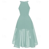 cheap Chiffon Dresses-Women's Midi Dress Chiffon Dress Casual Dress Elegant Fashion Modern Outdoor Vacation Party Regular Fit Plain Sleeveless Halter Neck Blue Pink Purple Summer Spring