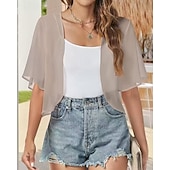 billige bryllup gjesteomslag-Sjal til kvinner Shrug Mors wraps Brudeomslag Bryllupsgjestens wraps Elegant damer Formell Stil Kortermet Chiffon Bryllup Wrap Med Ren Farge Til Daglig Vår sommer