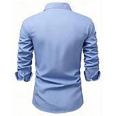 cheap Men's Button Down Shirts-Men's Shirt Dress Shirt Button Down Shirt Solid Color Outdoor Business Blue Long Sleeve Button Down Collar Summer Spring Clothing Apparel Buttons