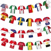  Guirnalda de banderas de camisetas de la Copa Mundial de Fútbol 2026, 49 piezas, banderas internacionales de países, artículos para fiestas temáticas deportivas, eventos y celebraciones al aire libre.