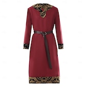 economico Capispalla-Medievale Rinascimento Elegante Tunica Cavaliere Vichingo Costume Per uomo Fantasia Reale Halloween Carnevale Mascherata Fiera Rinascimentale Festa a tema retrò Adulti Cappotto Cintura