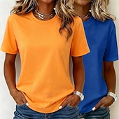  Γυναικείο T-Shirt 100% Βαμβάκι Βασικό Κλασικό Μοντέρνο Κοντό Μανίκι Στρόγγυλη Λαιμόκοψη Κανονικές Μπλούζες Καθημερινές Έξοδος Μαύρο/Κόκκινο Λευκό+Ρόζ Λευκό/Μαύρο Πράσινο/Μπλε Λευκό+Πορτοκαλί