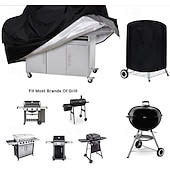 billige Terrassemøbelbeskyttere-kraftig vanntett &amp;Støvtett rundt grilldeksel i oxfordstoff med håndtak &amp;borrelåsstropp, runde grilltrekk, kuppelformet trekk til utendørs elektrisk gassgrill (størrelse: 82 * 66 * 100 cm)
